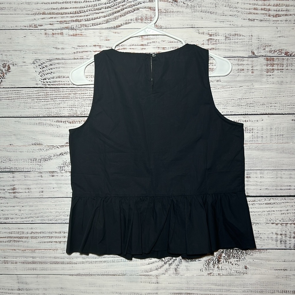 Madewell Embroidered Sleeveless Peplum Black Tank Top Small - Picture 14 of 16